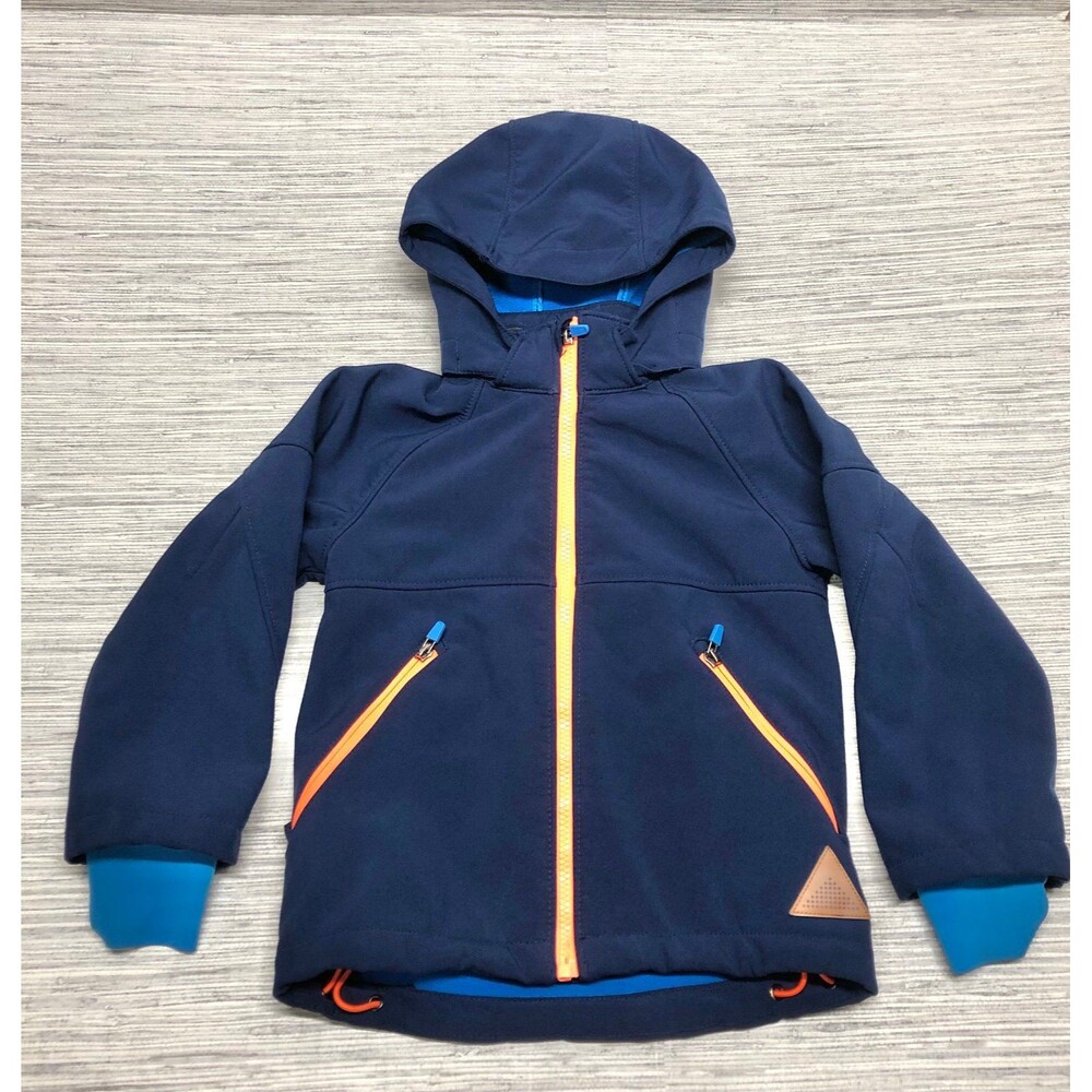H&M softshell jacket w removable hood blue outdoors boys size 4-5